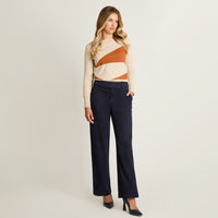 Pantalon Formal Azul Elasticidad Media Sin Forro Calce Normal Tela Plano