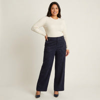 Pantalon Formal Azul Elasticidad Media en modelo plus size