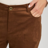 Pantalón Camel Suede Corte Recto - Lorenzo di Pontti