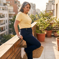 Pantalón Formal Recta un Botón con Aplicación en Pretina Azul lifestyle