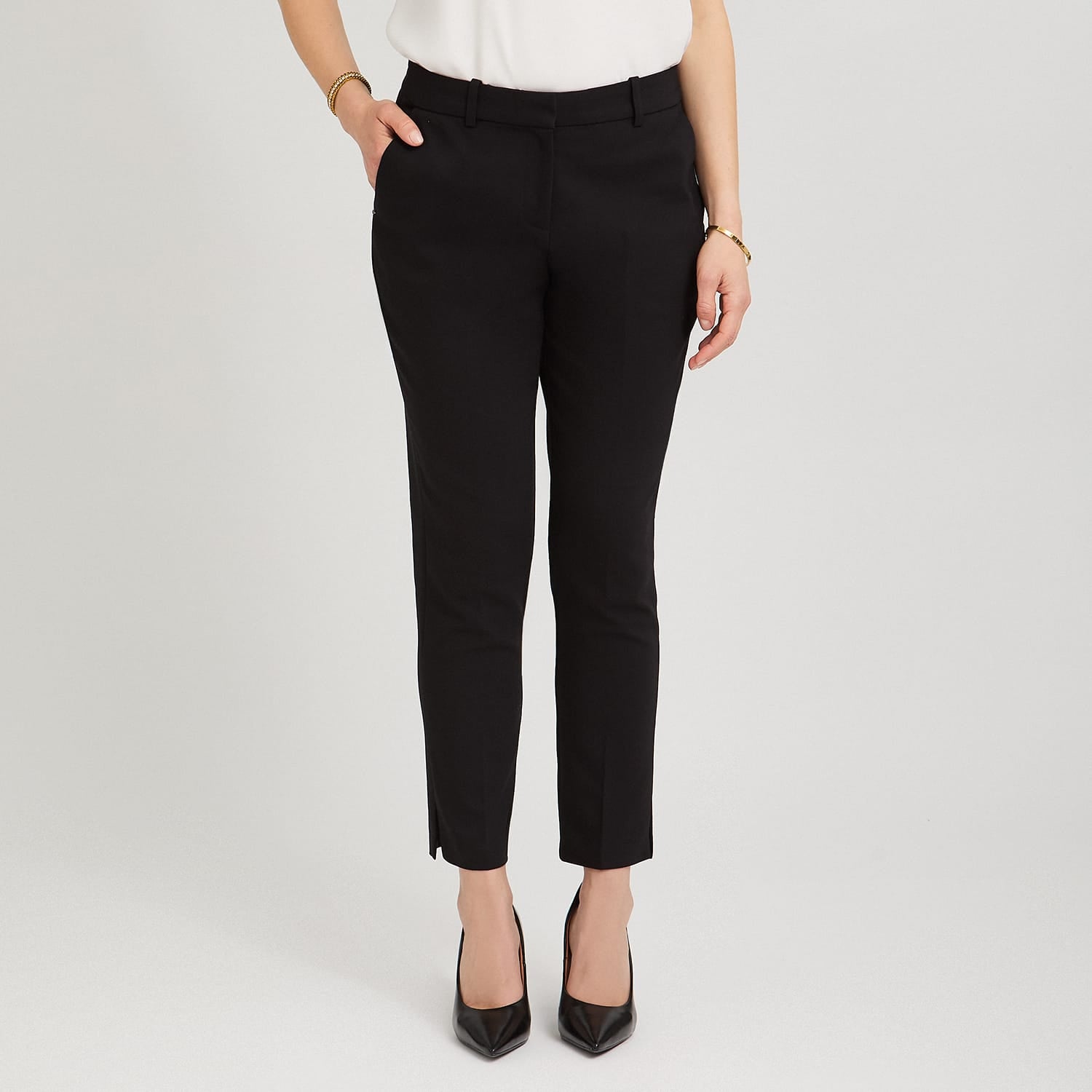 Pantalón Formal Slim Botón Oculto Negro