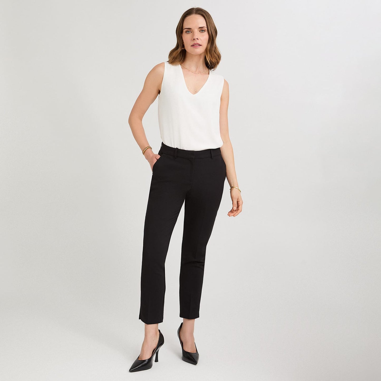 Pantalón Formal Slim Botón Oculto Negro