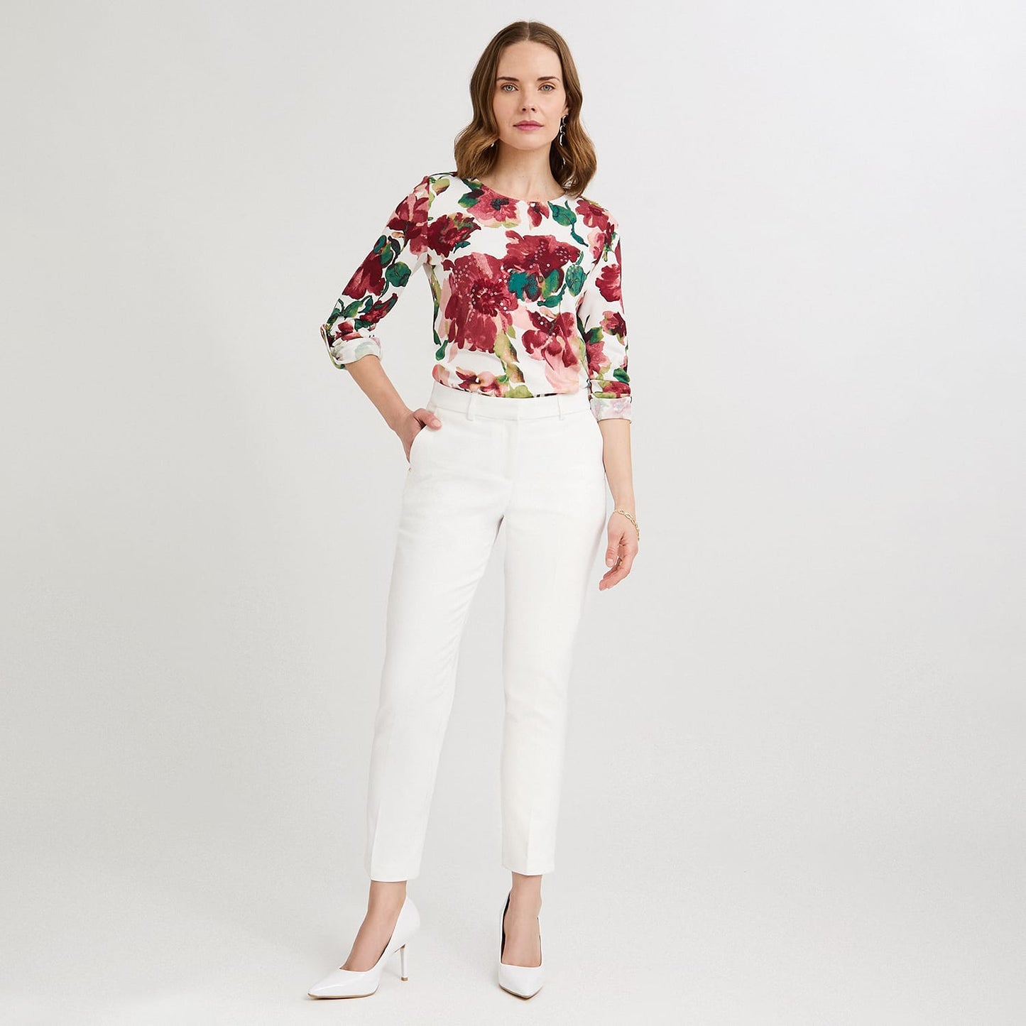 Pantalón Formal Slim Botón Oculto Crudo