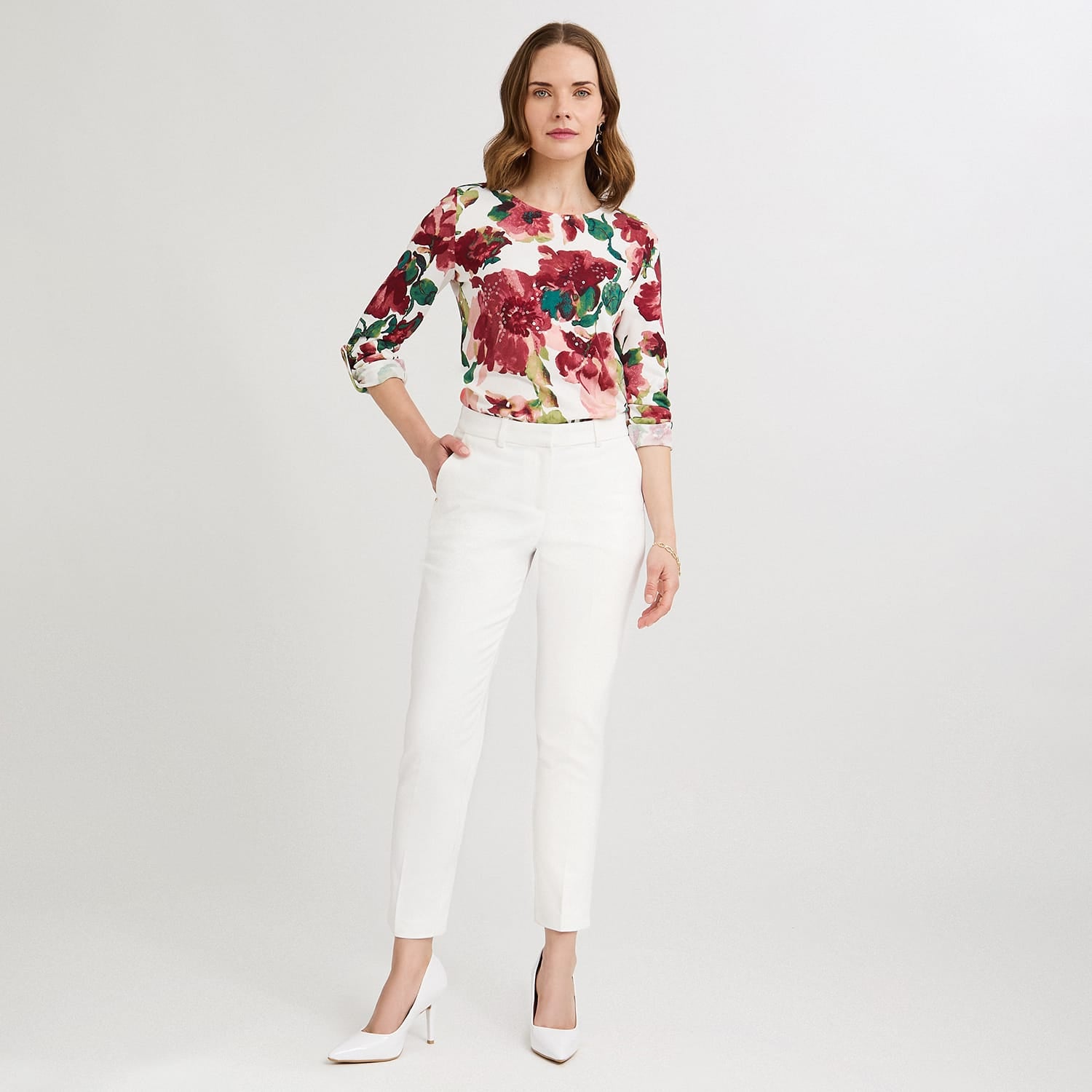 Pantalón Formal Slim Botón Oculto Crudo