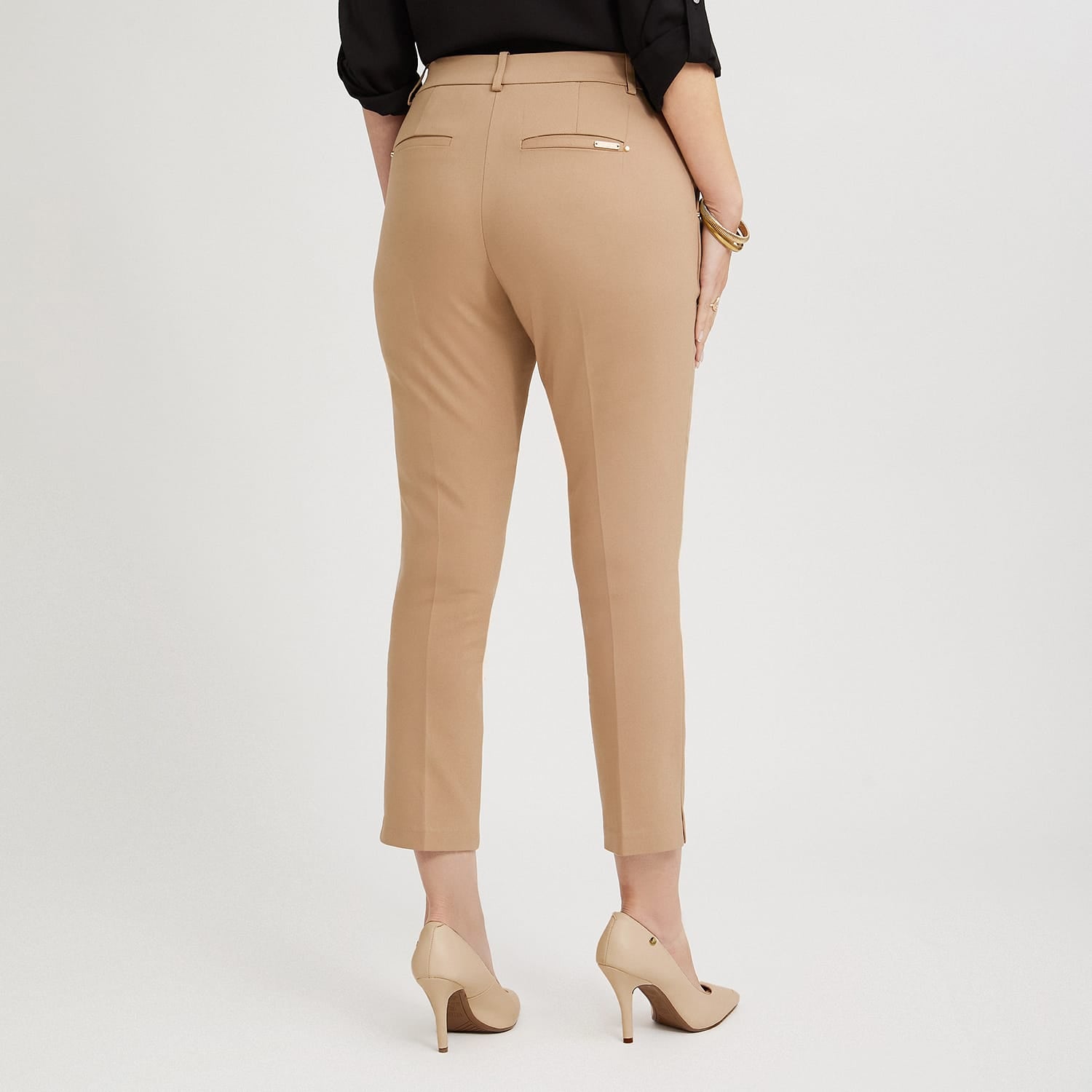 Pantalón Formal Slim Botón Oculto Camel