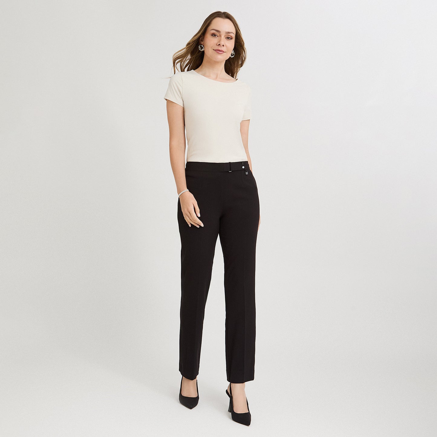 Pantalón Formal Recto Pretina Elasticada Negro