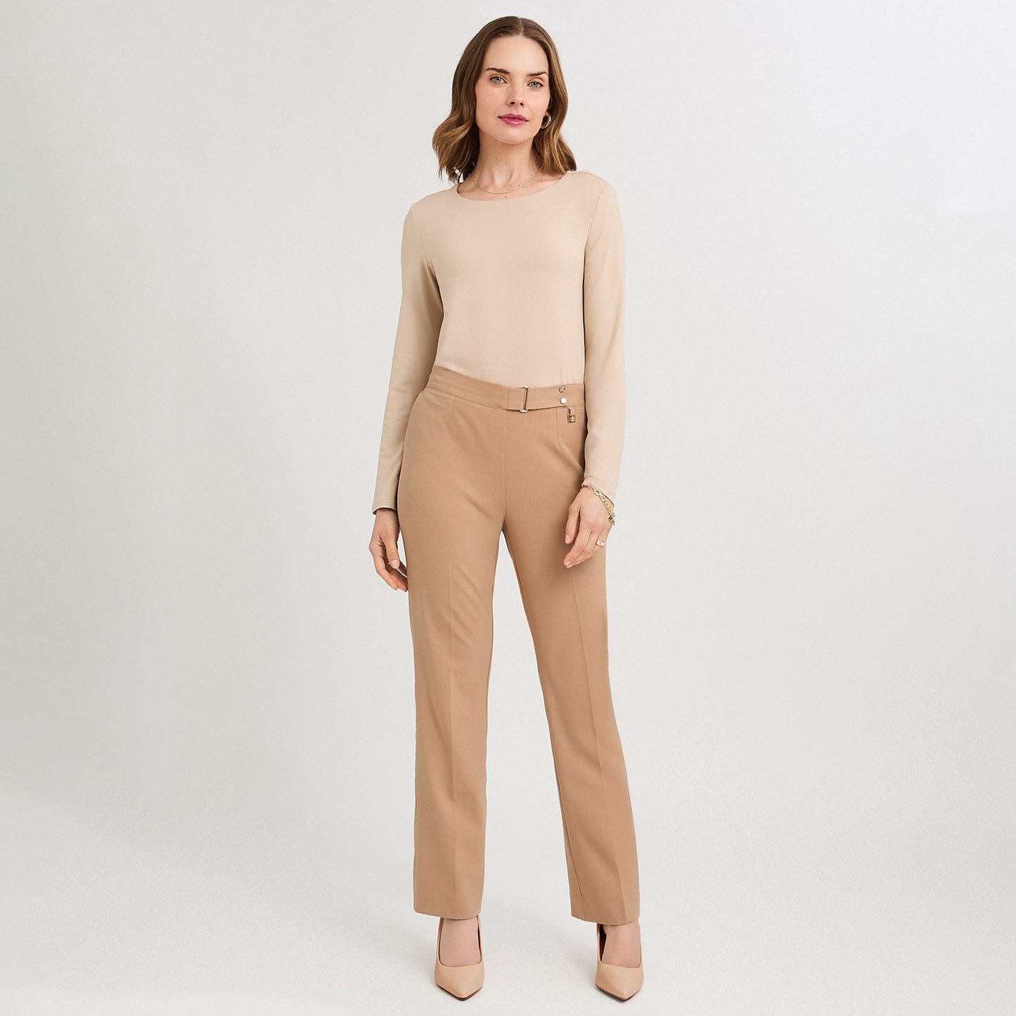 Pantalón Formal Recto Pretina Elasticada Camel