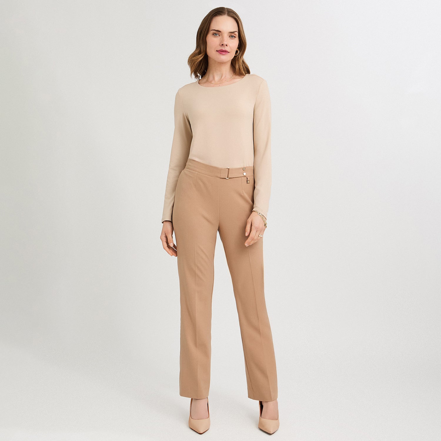 Pantalón Formal Recto Pretina Elasticada Camel