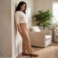 Pantalón Formal Recto Pretina Elasticada Camel lifestyle