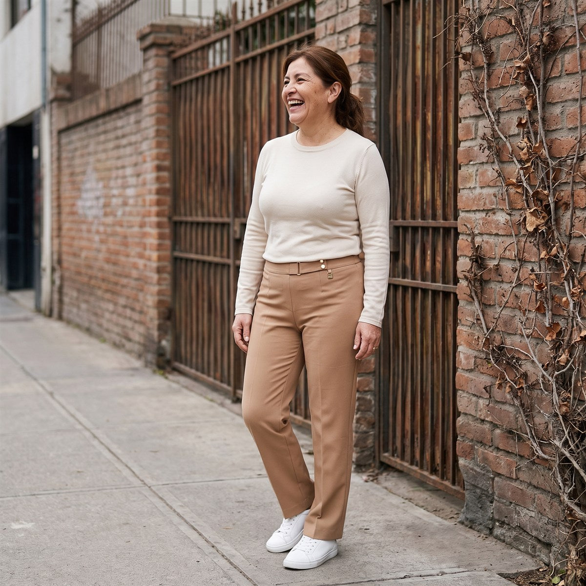 Pantalón Formal Recto Pretina Elasticada Camel lifestyle