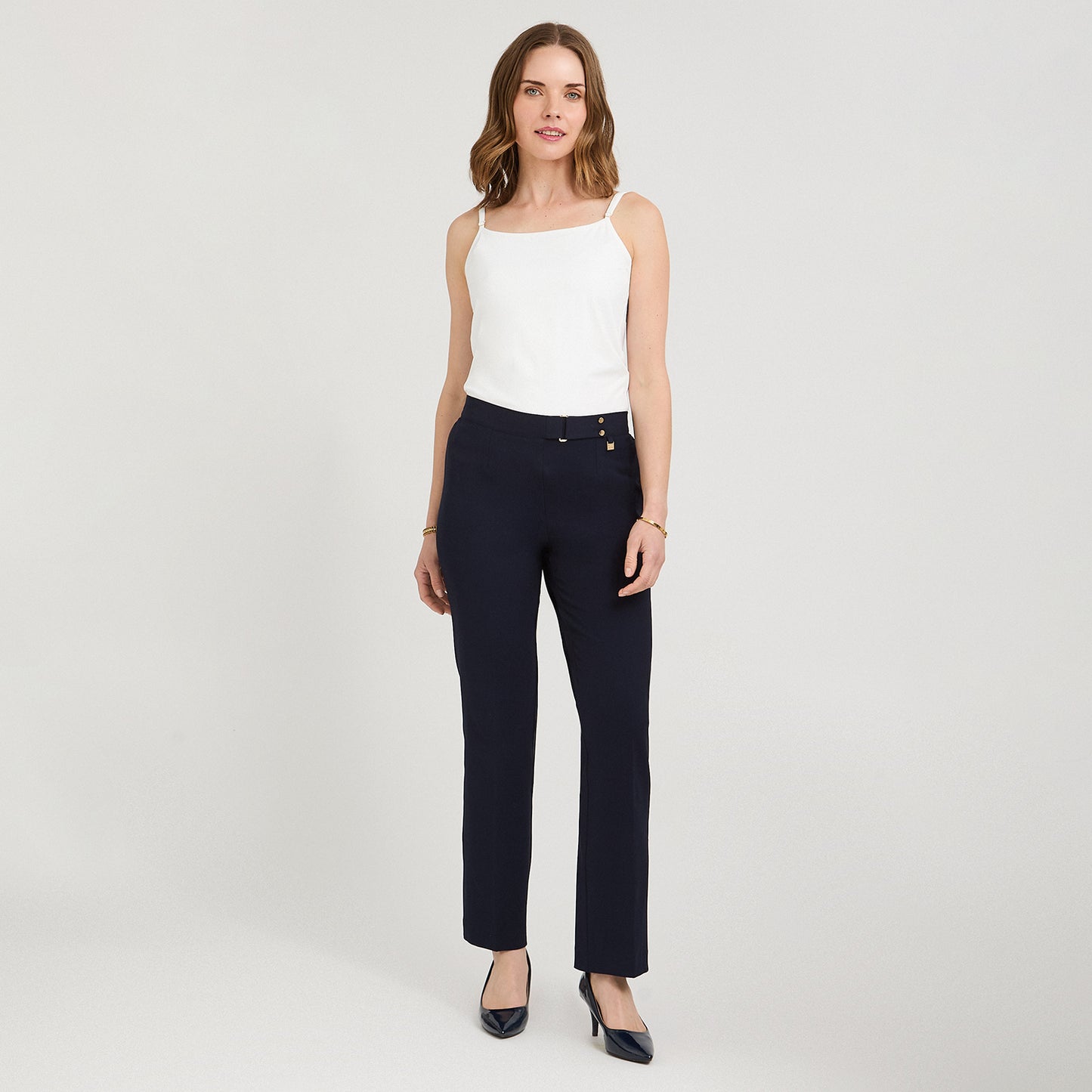 Pantalón Formal Recto Pretina Elasticada Azul
