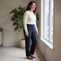 Pantalón Formal Recto Pretina Elasticada Azul lifestyle