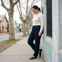 Pantalón Formal Recto Pretina Elasticada Azul lifestyle