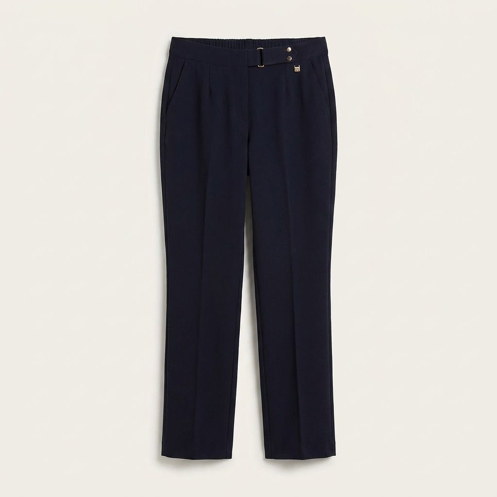 Pantalón Formal Recto Pretina Elasticada Azul en plano
