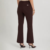 Pantalón Formal Flare con un Botón Café