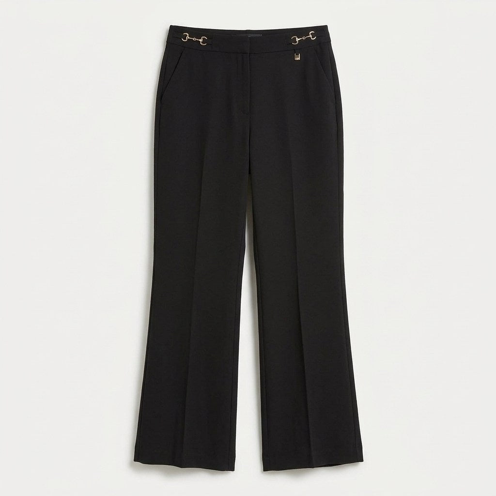 Pantalón Formal Palazzo con Cadena en Pretina Negro en plano