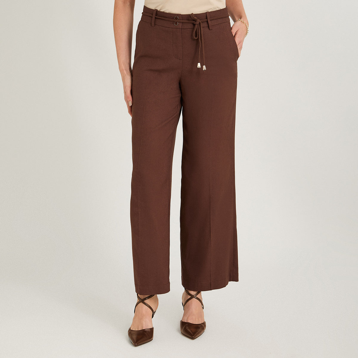 Pantalón Formal de Lino Palazzo Café