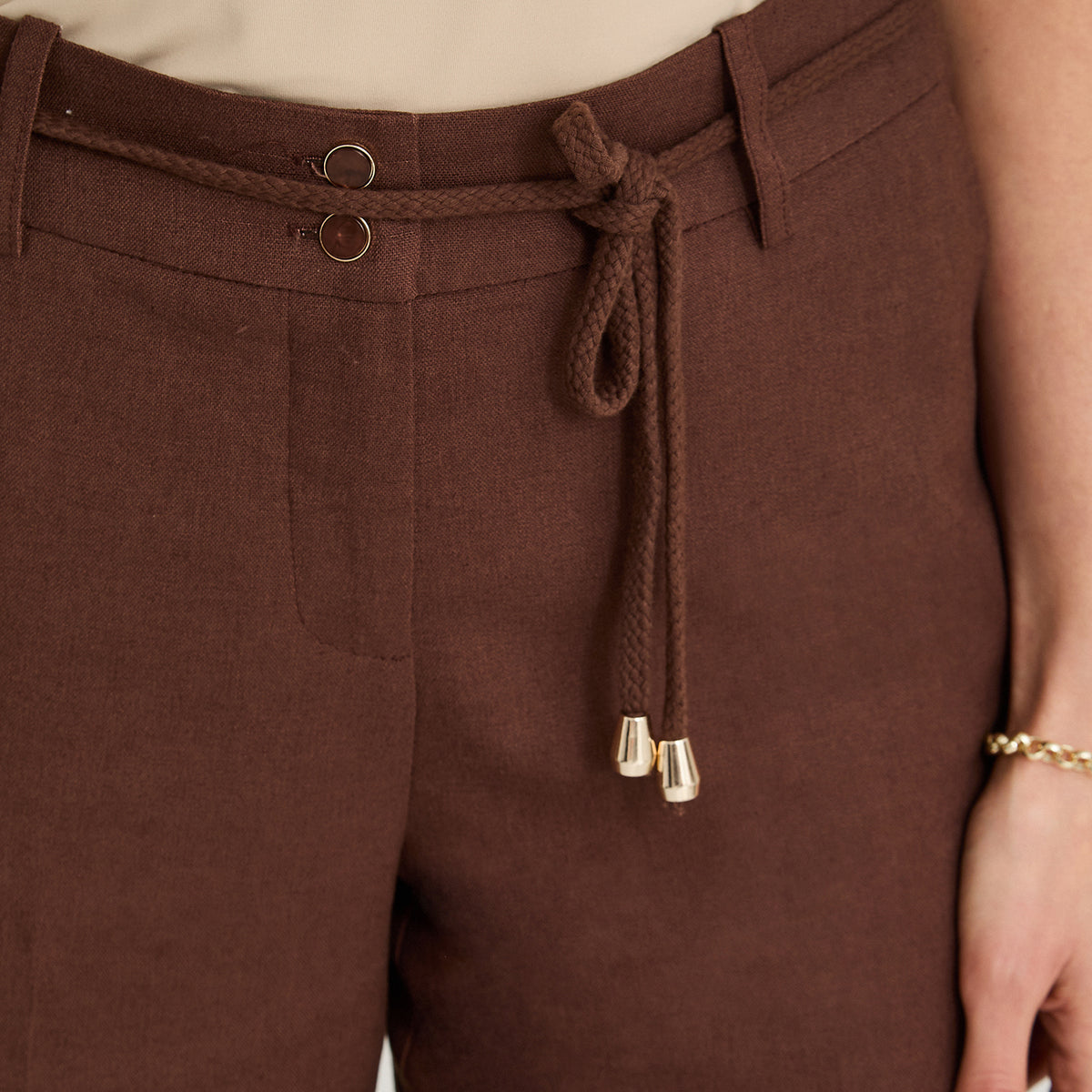 Pantalón Formal de Lino Palazzo Café