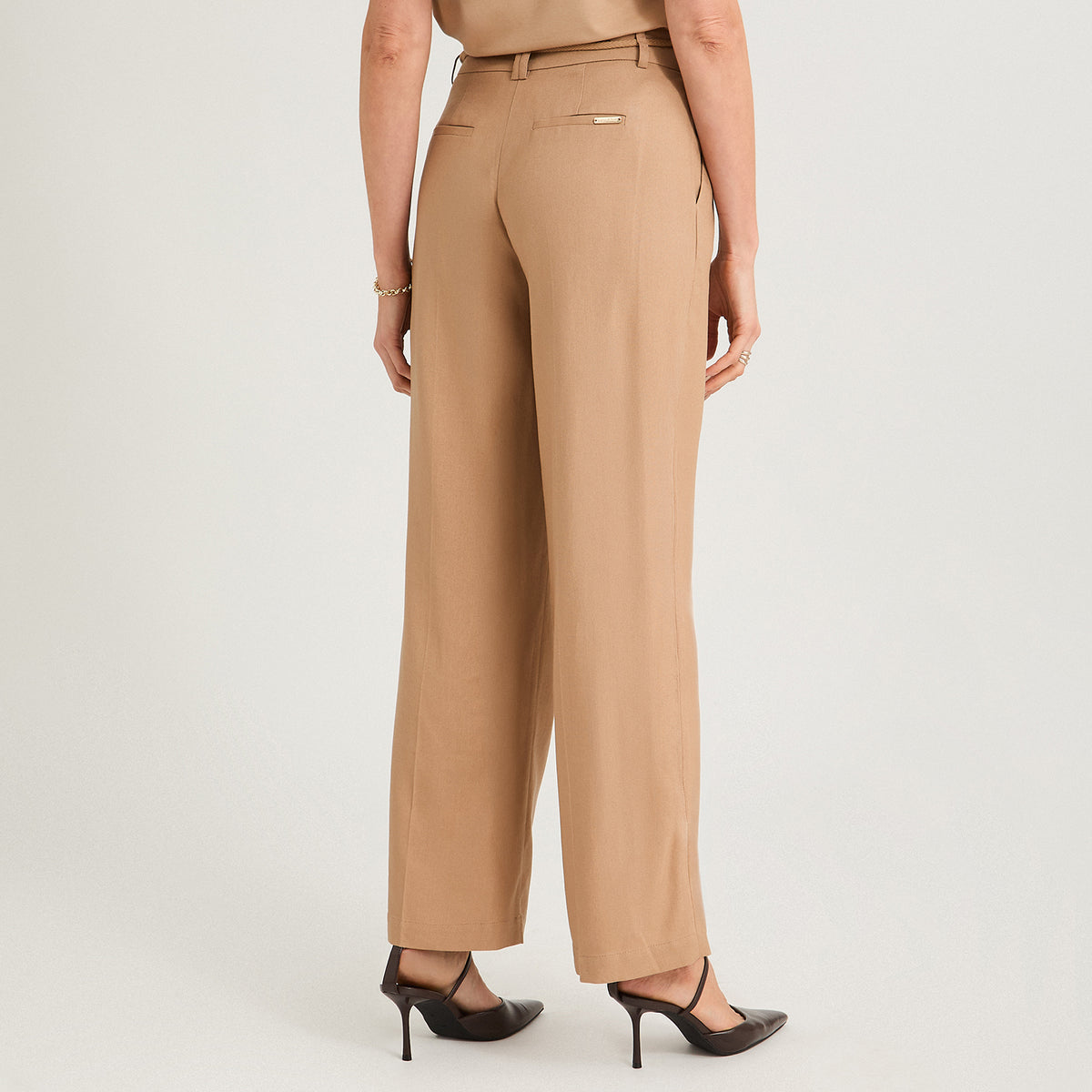 Pantalón Formal de Lino Palazzo Camel