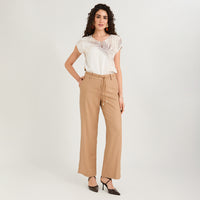 Pantalón Formal de Lino Palazzo Camel