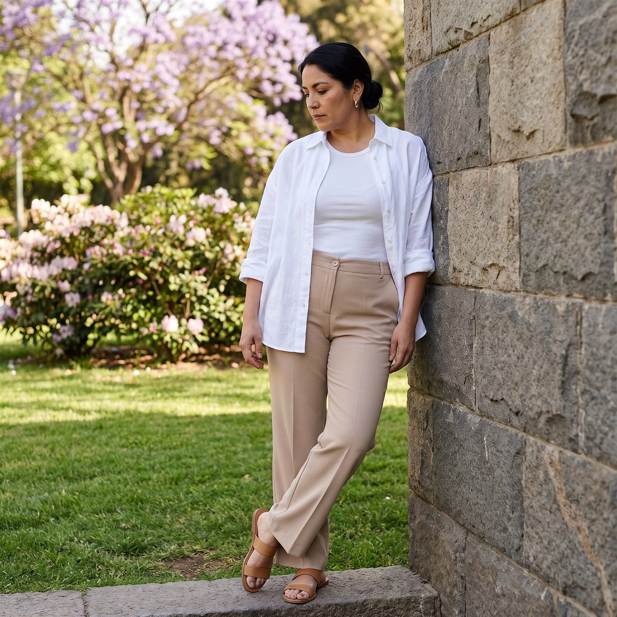 Pantalón Formal Sastrero Básico Liviano Beige lifestyle