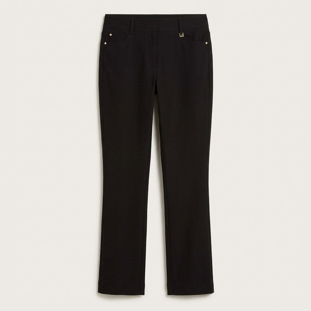 Pantalón Formal de Bengalina Recto un Botón Negro en plano