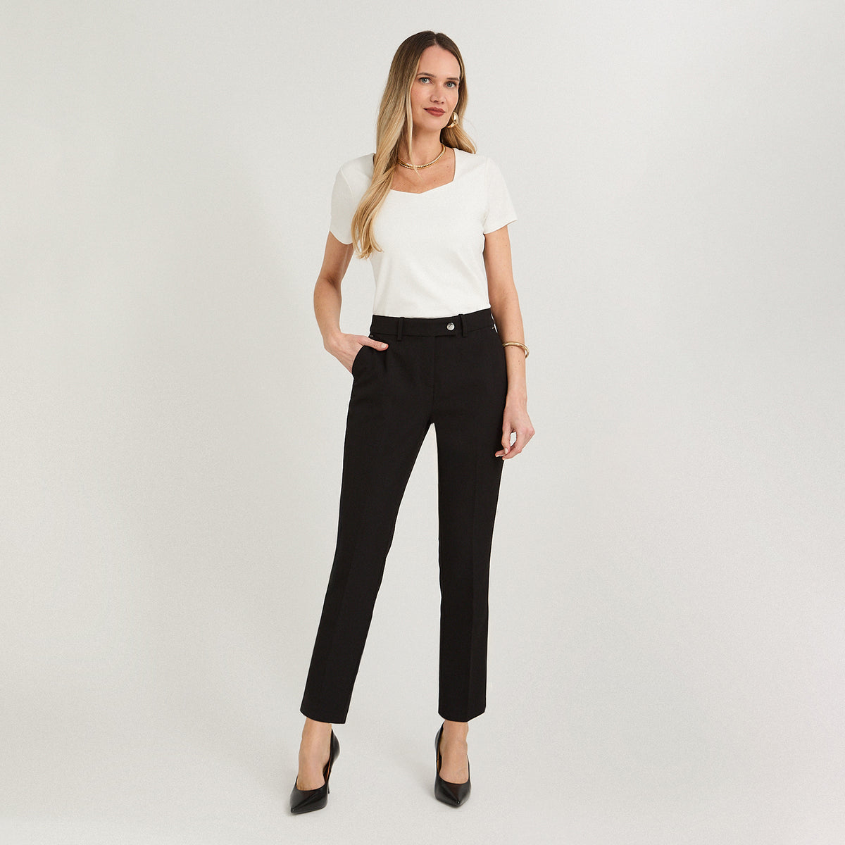 Pantalón Formal Slim un Botón Negro