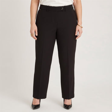 Pantalón Formal Slim un Botón Negro en modelo plus size