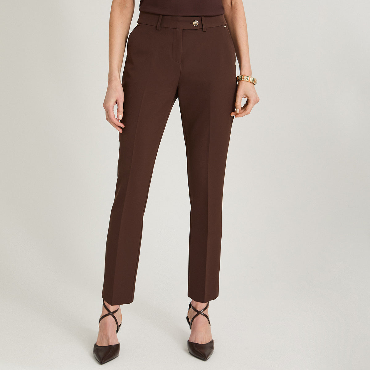 Pantalón Formal Slim un Botón Café
