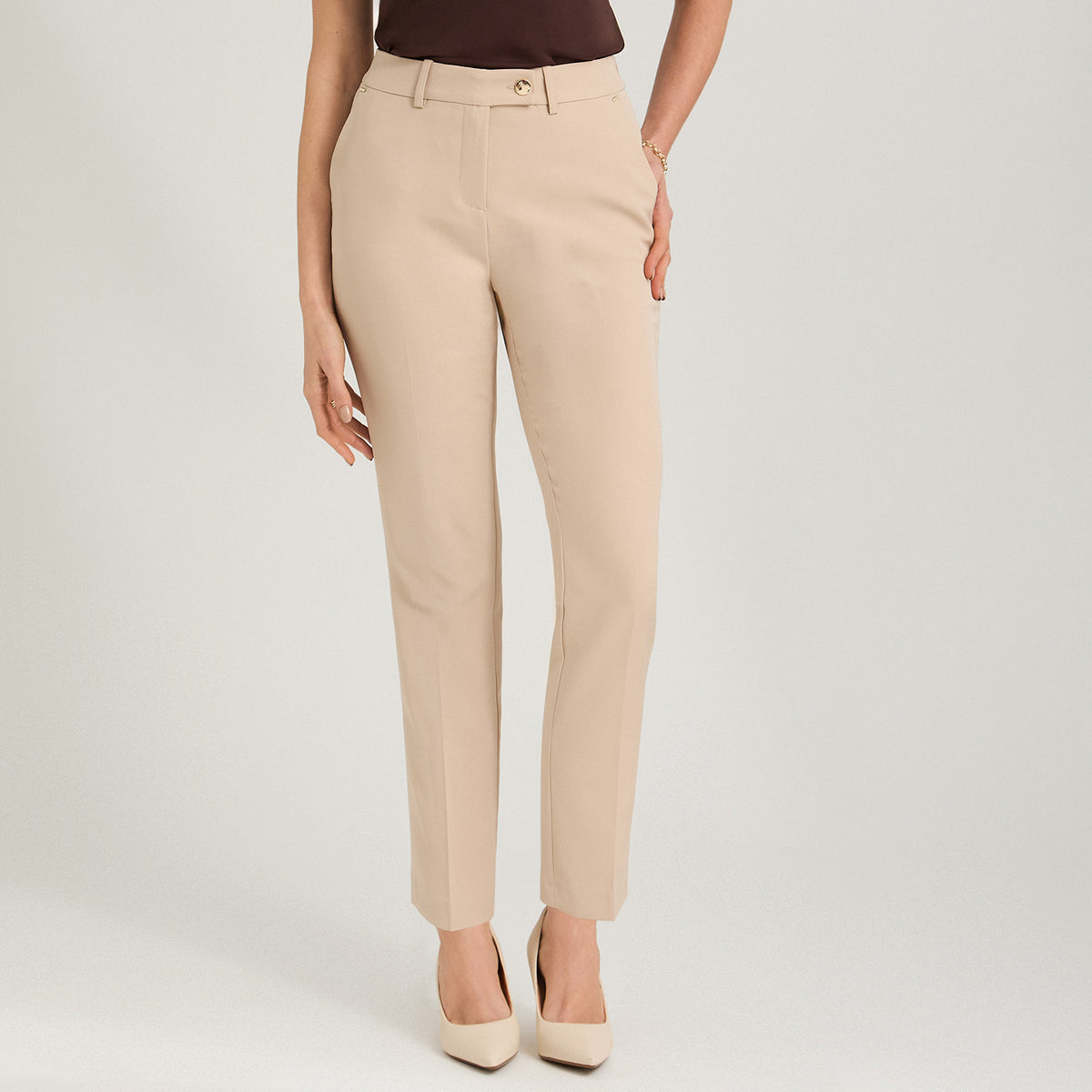 Pantalón Formal Slim un Botón Beige
