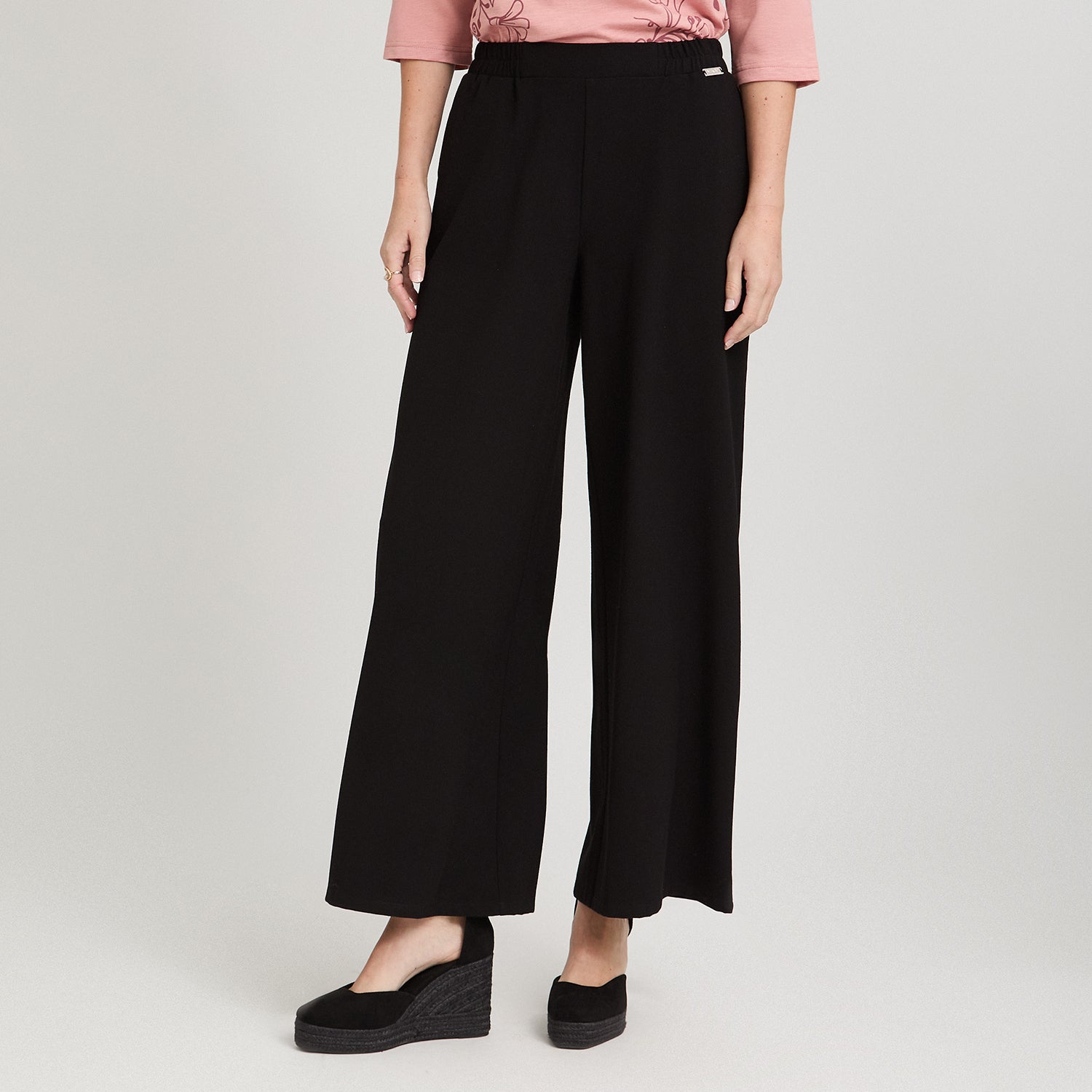 Pantalón Sport Palazzo Pretina Elasticada Negro