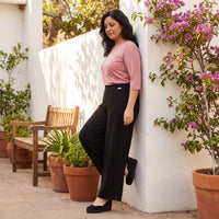 Pantalón Sport Palazzo Pretina Elasticada Negro lifestyle