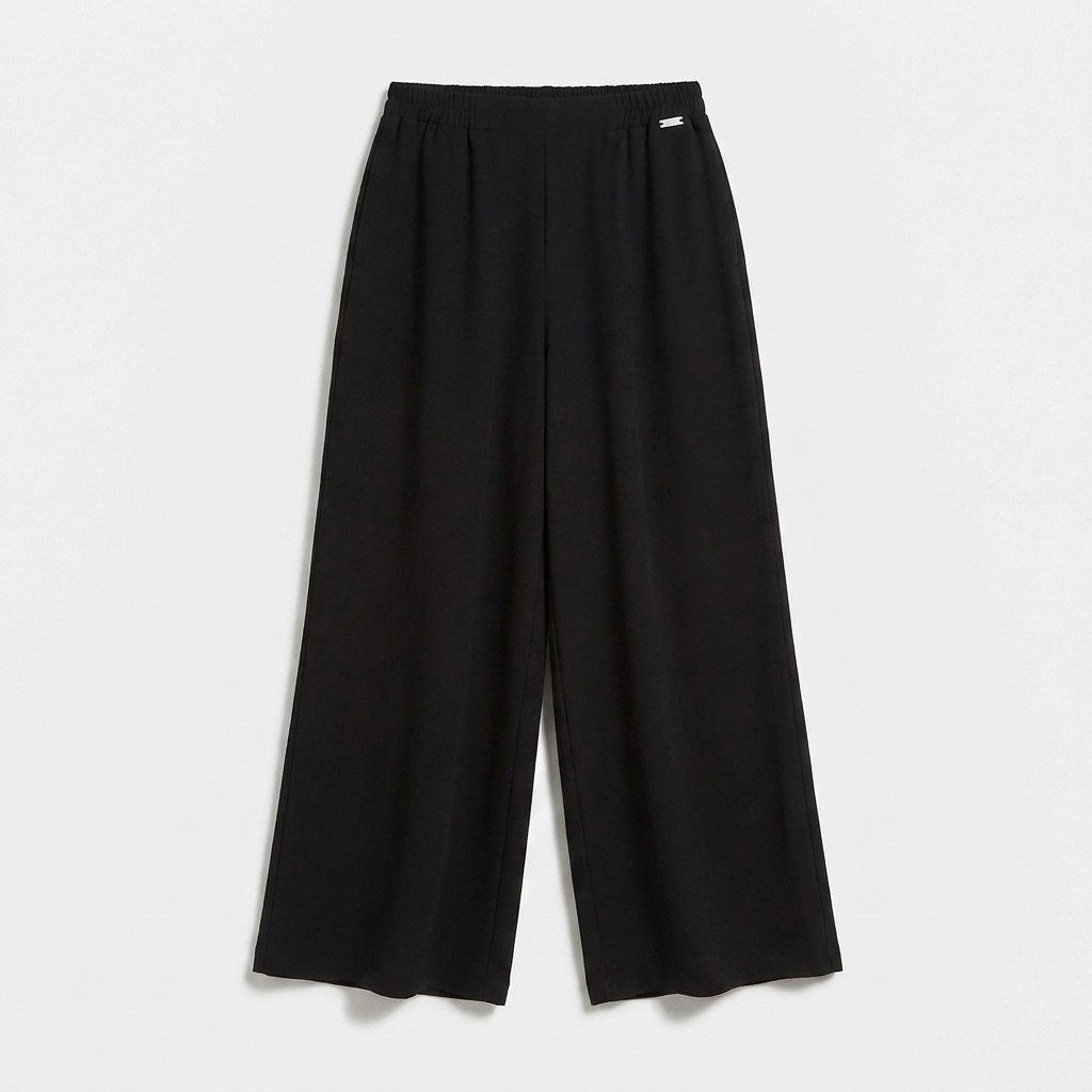Pantalón Sport Palazzo Pretina Elasticada Negro en plano