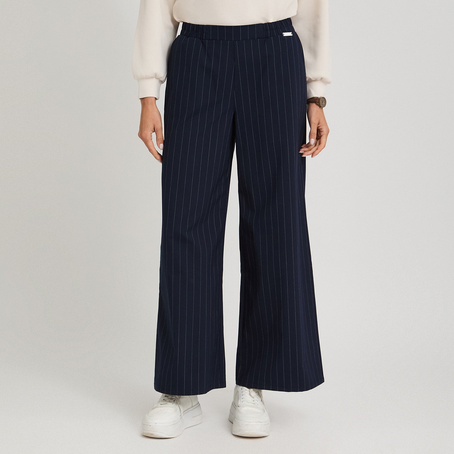 Pantalón Sport Palazzo Pretina Elasticada Azul