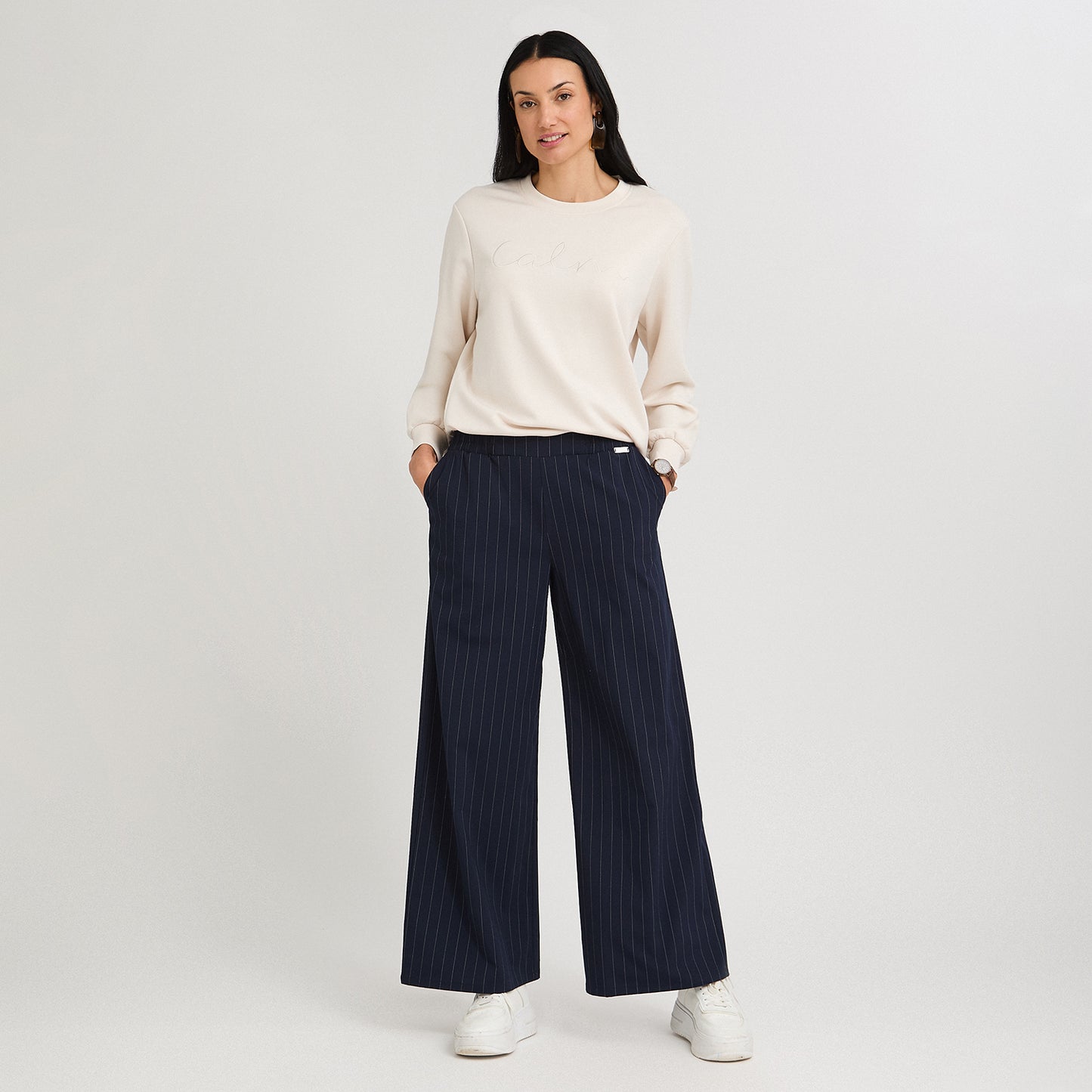 Pantalón Sport Palazzo Pretina Elasticada Azul