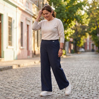 Pantalón Sport Palazzo Pretina Elasticada Azul lifestyle