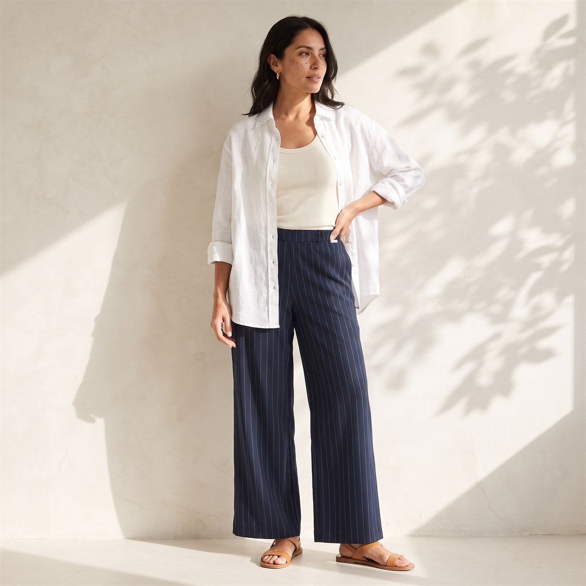 Pantalón Sport Palazzo Pretina Elasticada Azul lifestyle