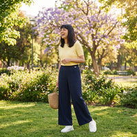 Pantalón Sport Palazzo Pretina Elasticada Azul lifestyle