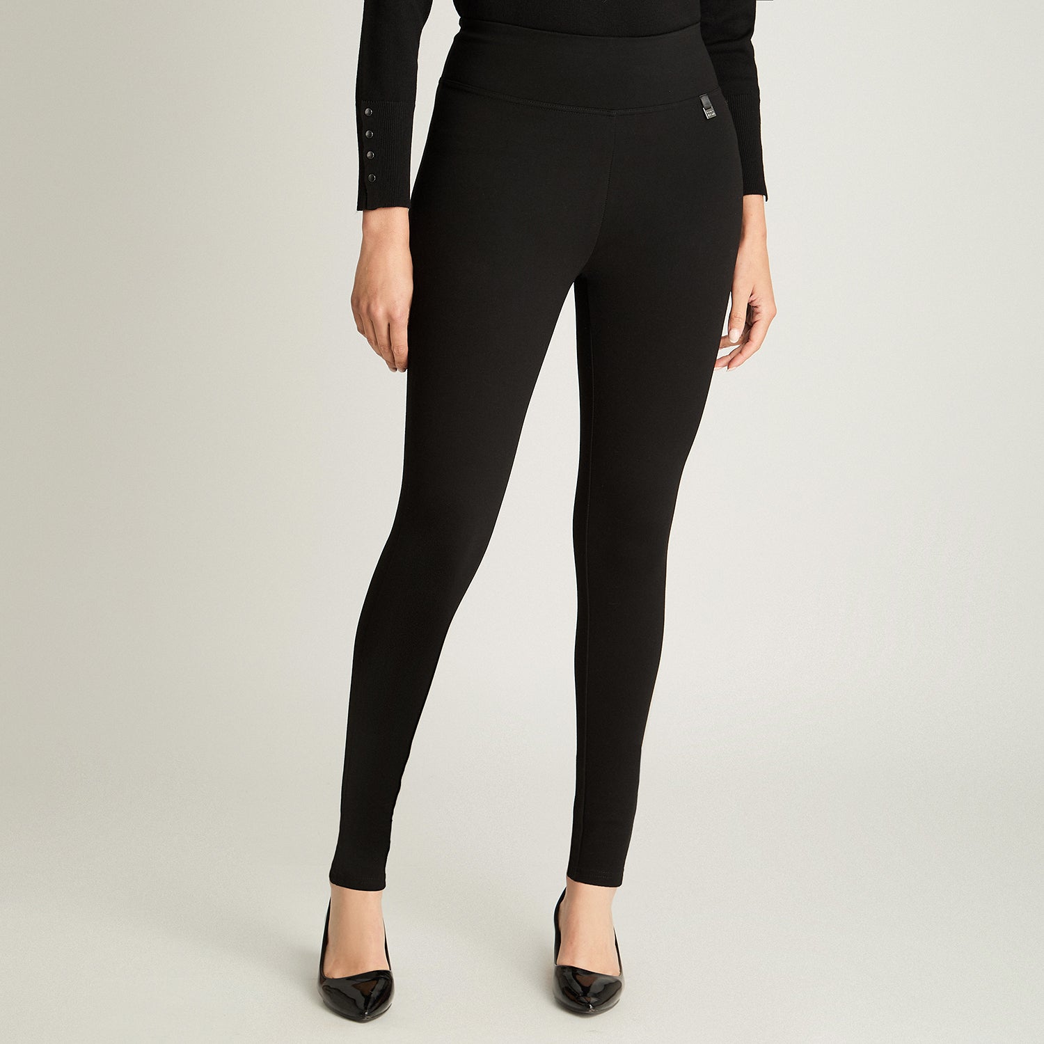 Calza Slim Con Control De Abdomen Negro Lorenzo Di Pontti