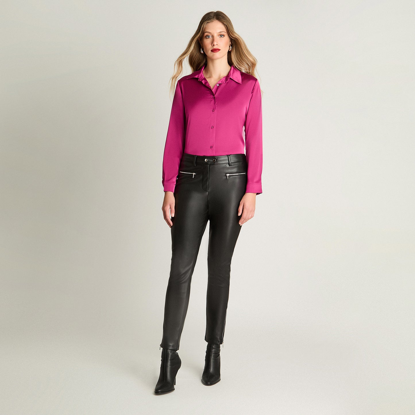Calza Slim De Ecocuero Negro Lorenzo Di Pontti