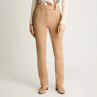 Pantalón Recto Con Detalle En Pretina Camel Lorenzo Di Pontti