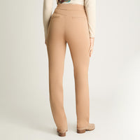 Pantalón Recto Con Detalle En Pretina Camel Lorenzo Di Pontti