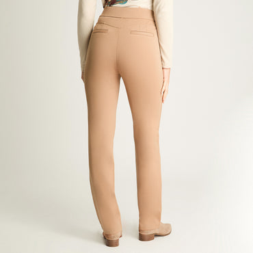 Pantalón Recto Con Detalle En Pretina Camel Lorenzo Di Pontti