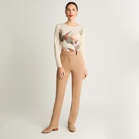 Pantalón Recto Con Detalle En Pretina Camel Lorenzo Di Pontti