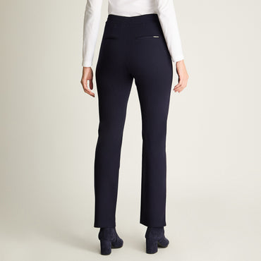 Calza Recta Con Cierre En Bolsillos Azul