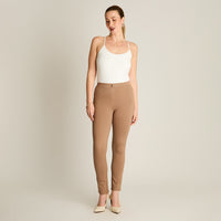 Calza Camel Elasticidad Media Sin Forro Calce Normal Tela Punto