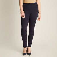 Calza Azul Elasticidad Media Sin Forro Calce Normal Tela Punto