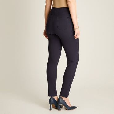 Calza Azul Elasticidad Media Sin Forro Calce Normal Tela Punto