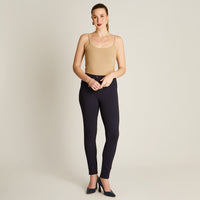 Calza Azul Elasticidad Media Sin Forro Calce Normal Tela Punto