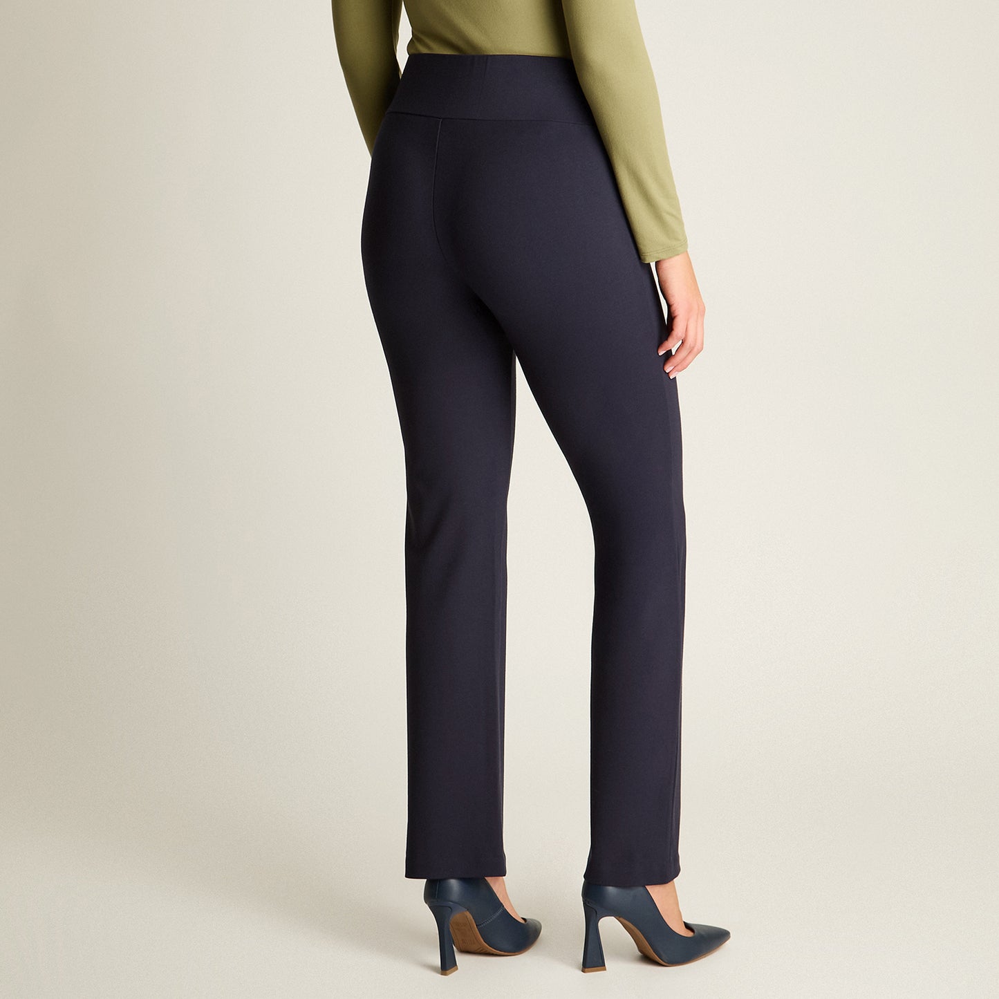 Calza Azul Elasticidad Media Sin Forro Calce Normal Tela Punto